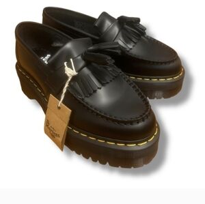 Dr. Martens Unisex Adrian Leather Quad Mono Platform Loafers Tassels Womens 9